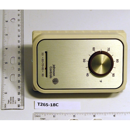 Johnson Controls Line Voltage Thermostat, SPDT, 40-90 Degress F, 120/208/240/277V, Beige T26S-18C